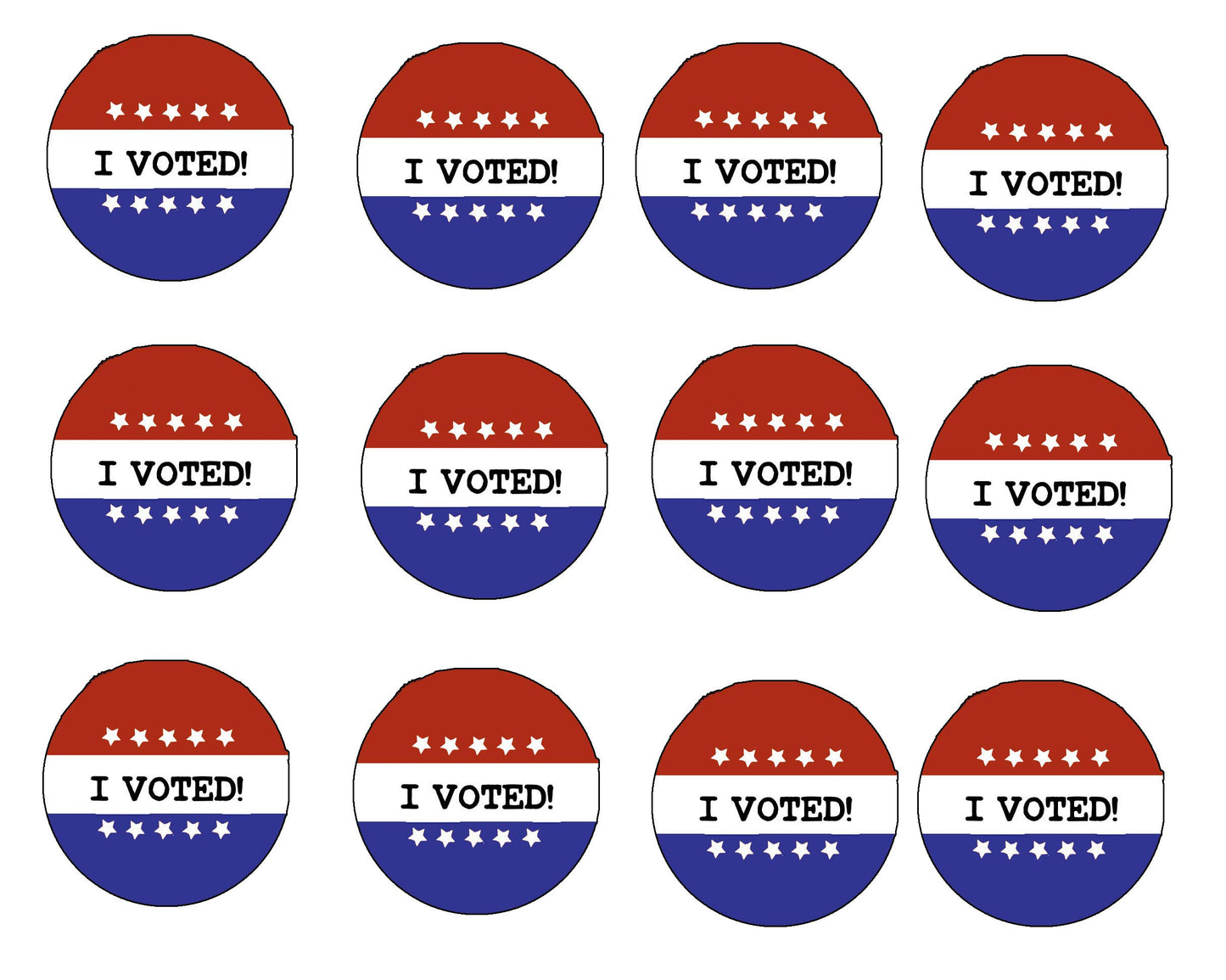 100 Pcs. I Voted 3" (3 inch) Pinback for Jackets, Backpacks, etc.
