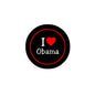 Black pinback button with red heart and I ♥ Obama text