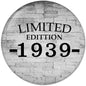 Round pinback button with gray brick design and black text "LIMITED EDITION 1939-"