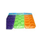 3-piece flexible ice cube trays with fruit shapes, purple green and orange