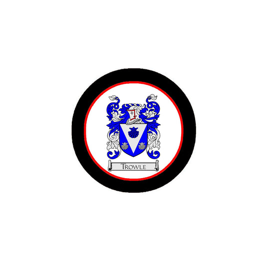 Trowle Family Crest 3" Coat of Arms Fridge Round Magnet