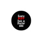 Round black pinback badge with multicolor 'Every BODY' graphic text