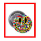 Smile face button pin with multicolor flag pattern and metal back