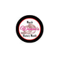 Round pinback badge with black border and "March Women's History Month" text