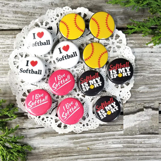 12 Pcs Softball Love Pinback 1.25-inch Default Title