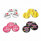 Softball pinback buttons set: hearts and 'I Love Softball' text on round metal backs
