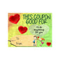Valentine love coupon card with red hearts and To/From fields