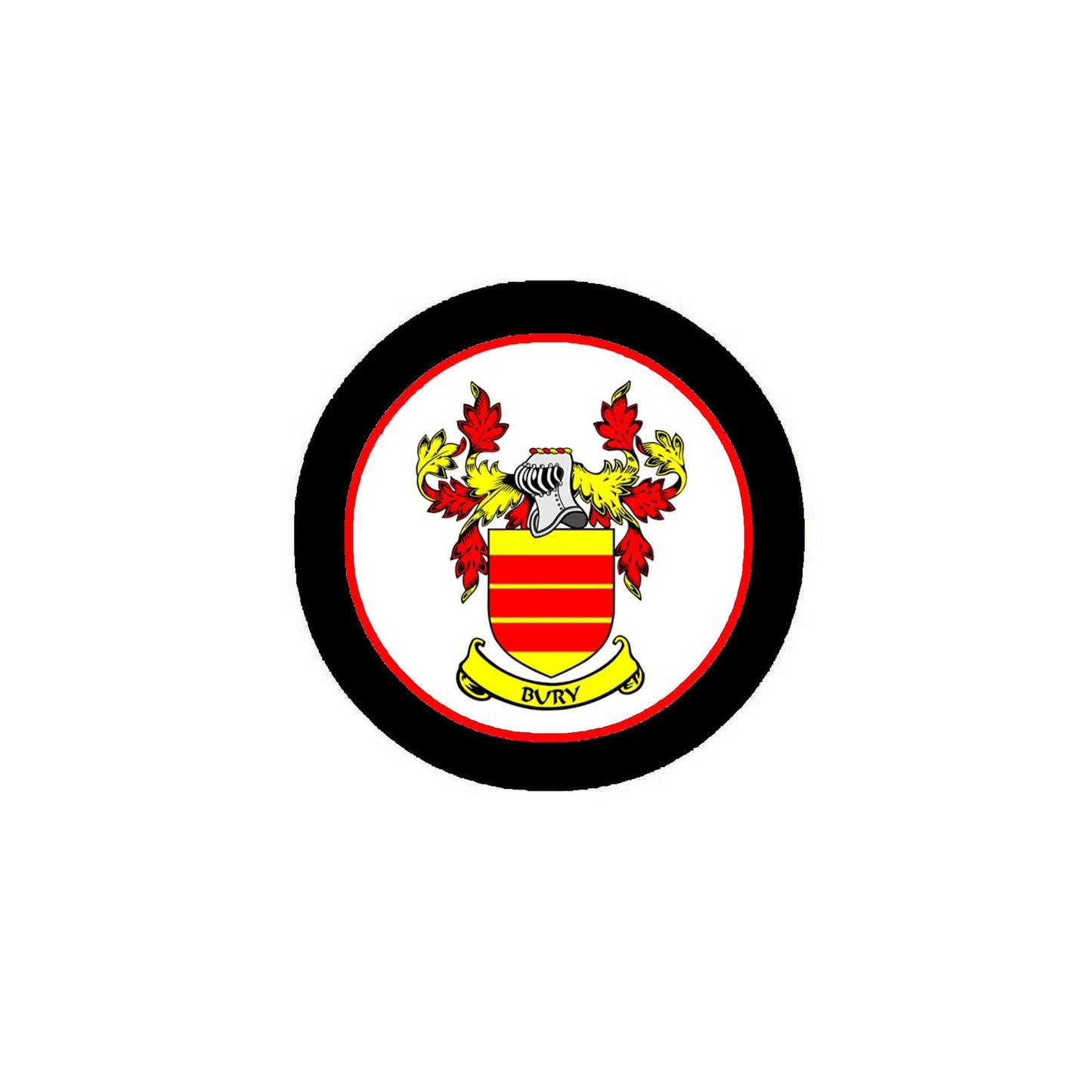 Bury Family Crest 3" Coat of Arms Fridge Round Magnet