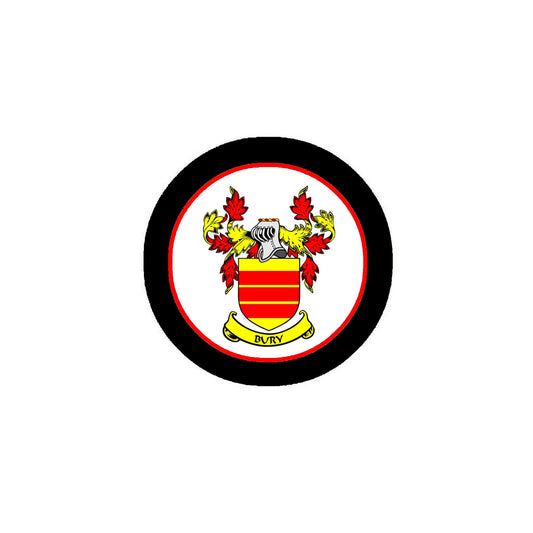 Bury Family Crest 3" Coat of Arms Fridge Round Magnet