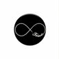 Black round retractable reel with white infinity symbol and “Forever” script