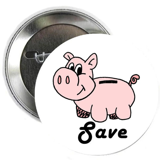 Save Cute Piggy Button Brooch Badge 2.25-inch Default Title