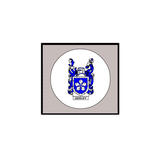 Ashley Family Crest 3" Coat of Arms Fridge Round Magnet