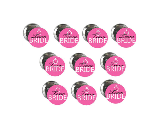 10 Pcs Team Bride Pink Button Pin Drawing Wedding Bachelor Marriage