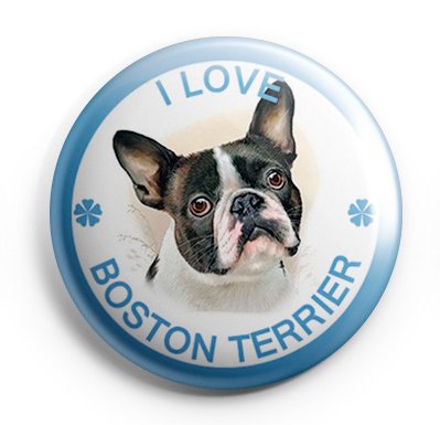 Boston Terrier Pinback Buttons Badges (I Love Dogs Series) Size 1.25" Buttons