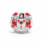 Family crest coat-of-arms magnet with red shield, stars, black crown, and gray banner