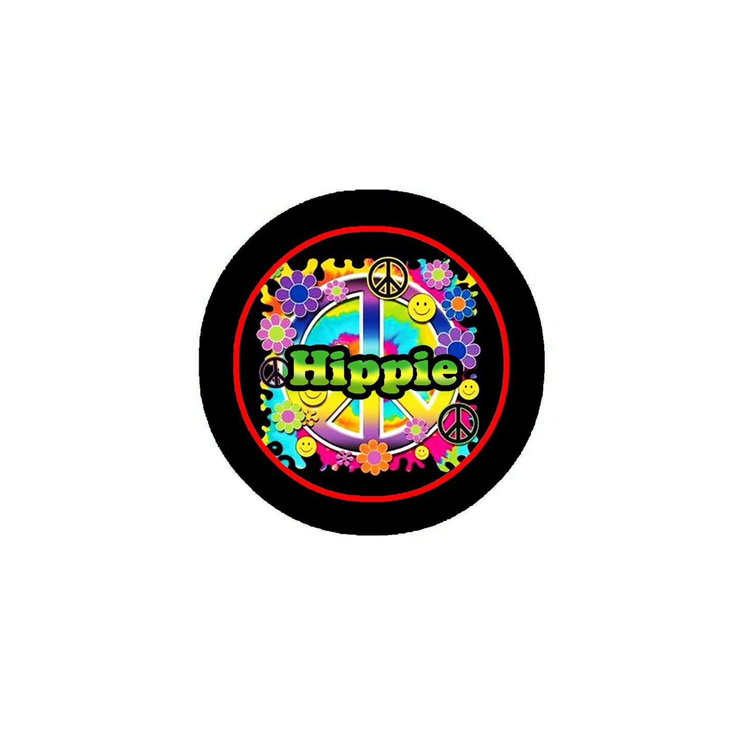 Hippie 2.25" Pinback or Jackets, Backpacks, etc. colorful