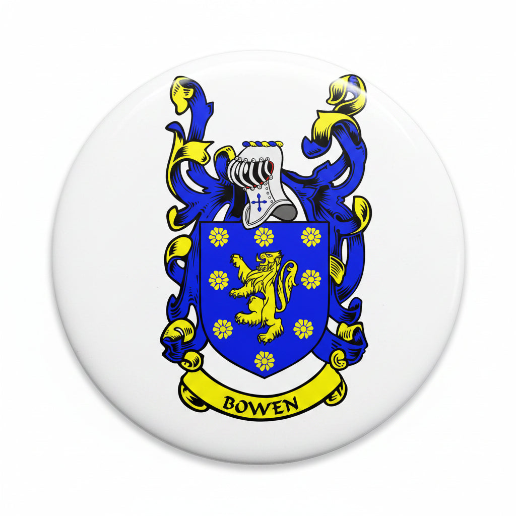Bowen Family Crest 3-inch Coat of Arms Fridge Round Magnet Default Title