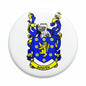 3-inch Bowen family crest coat of arms magnet, round white with blue and yellow shield