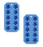 Blue silicone star-shaped ice cube mold tray, multiple patriotic star cavities, set of 2