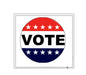 2.25-inch round Vote enamel-style pin with red, white, blue stars and stripes