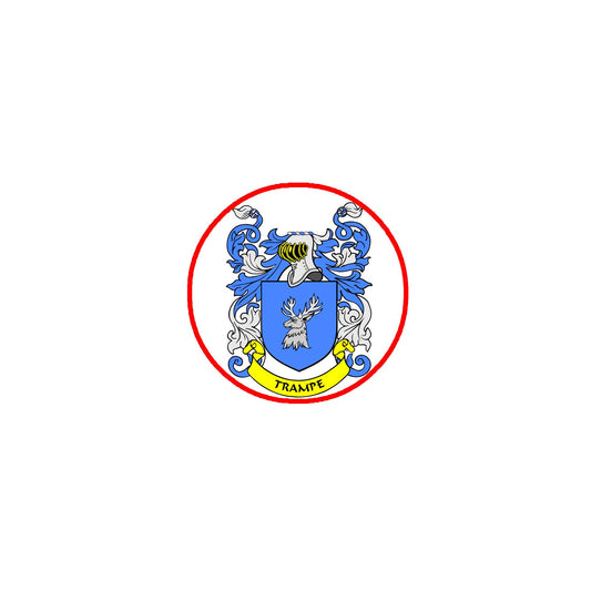 Trampe Family Crest 3" Coat of Arms Pinback Badge Button