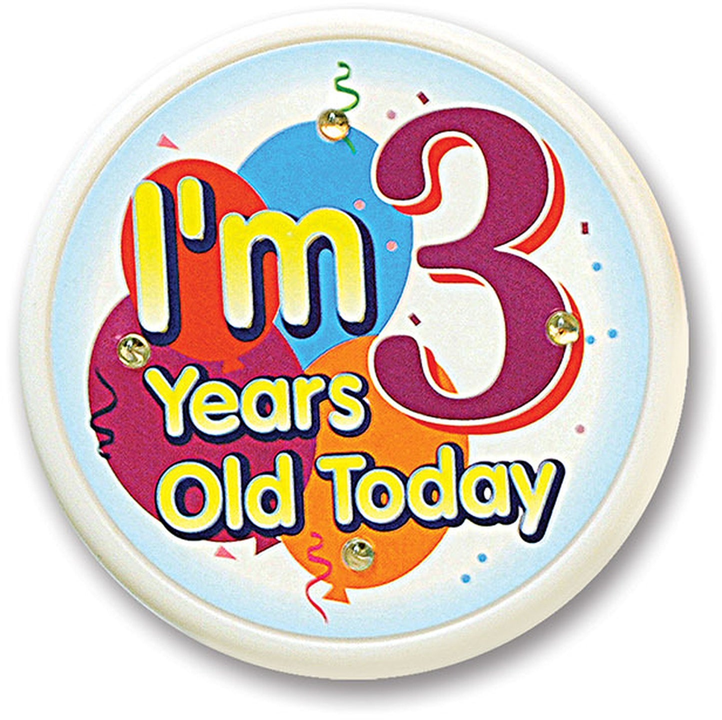 I am 3 Years Old 2.25-inch Pinback Button Pin Party Favor Birthday Default Title