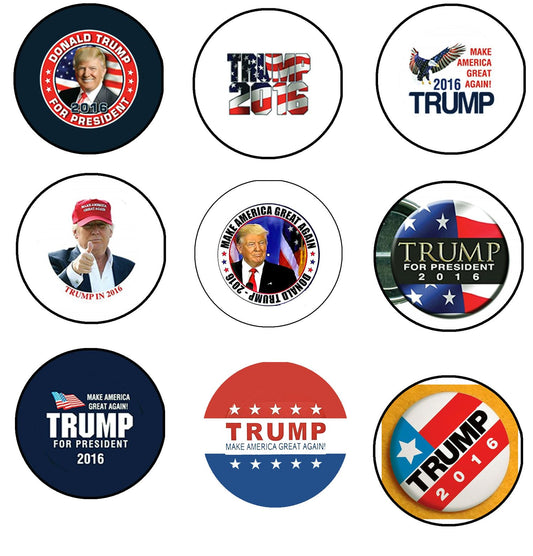 9 Pcs Mini 1.25" Trump Collection Pinback Button Pin Brooch for Jackets, Backpacks, Hats Round