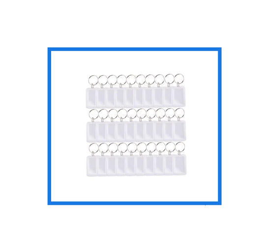 500 Pcs Photo Insert Keychains, Acrylic Clear Blank Keyrings Picture Frame Keyring with Split Ring 2" x 1"