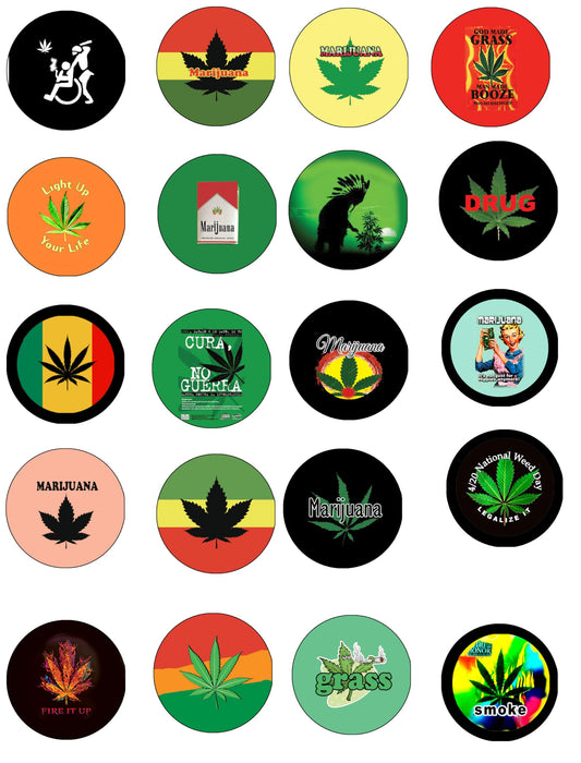 12 Pcs marijuana-grass-awesome Style Pinbacks Pin Brooch Badge 1.25"