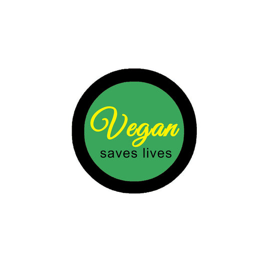 Vegans Save Lives Badge 2.25-inch Pinback or Jackets, Backpacks