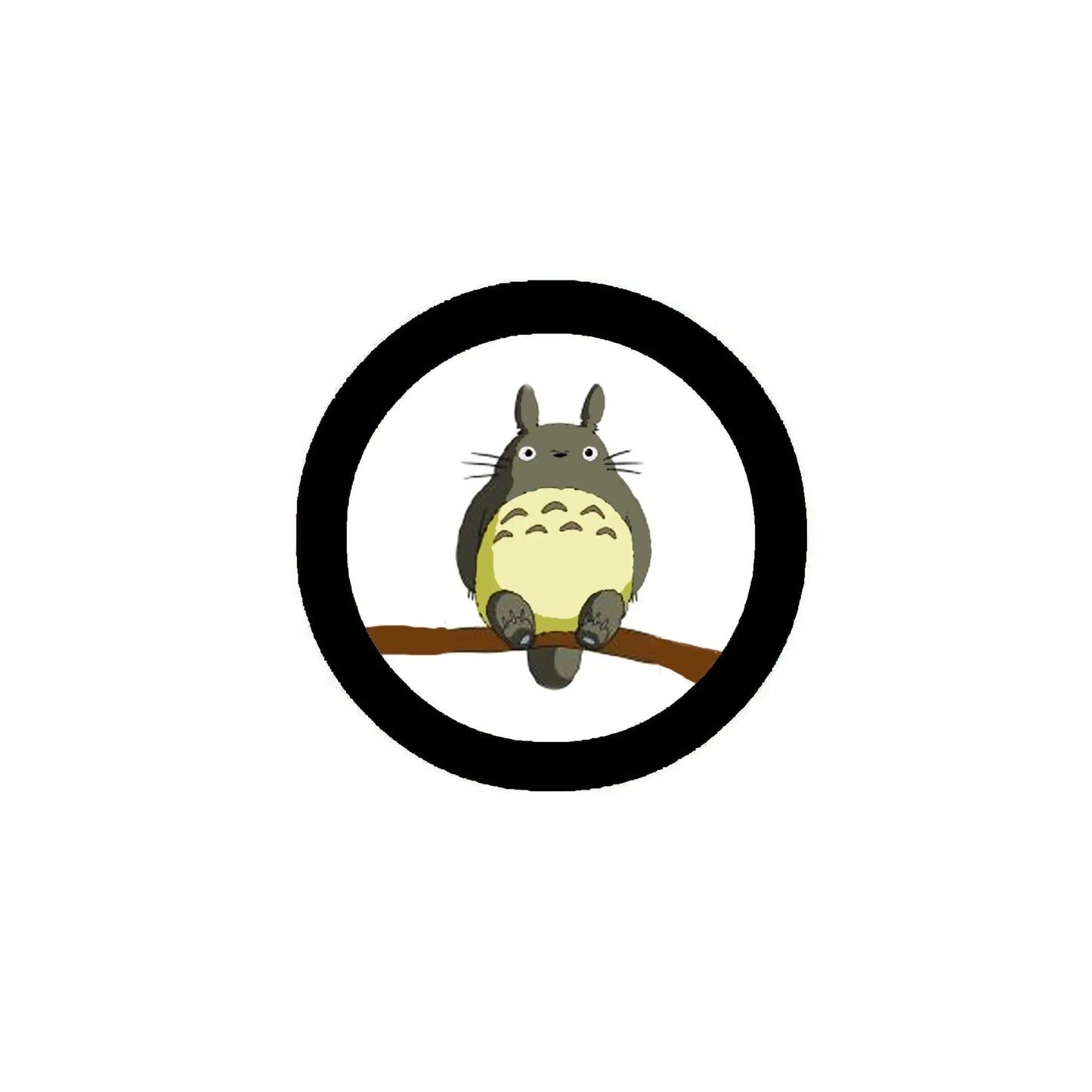 2.25-inch circular pinback badge with black rim and cartoon animal illustration