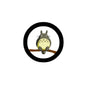 2.25-inch circular pinback badge with black rim and cartoon animal illustration