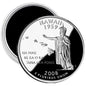 Round Hawaii state quarter mint image magnet, silver tone with statue and 'HAWAII 1959' text
