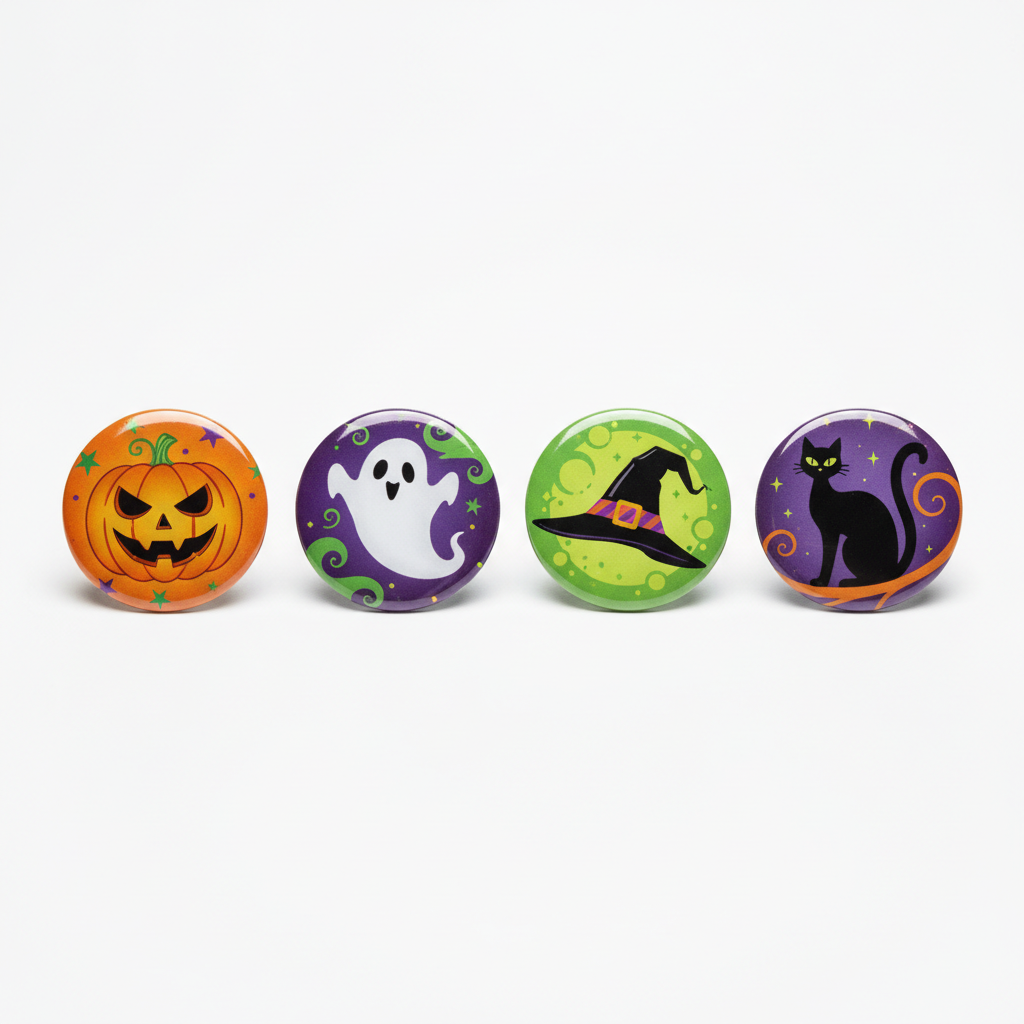 4 Pcs Bright Halloween Button Pinback 2.25-inch