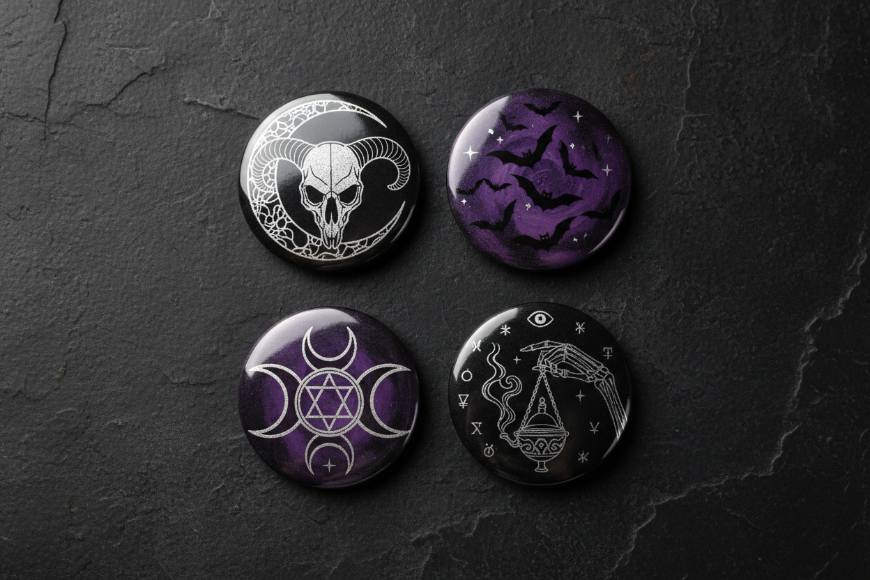 4 Pcs Goth Pinback 2.25-inch