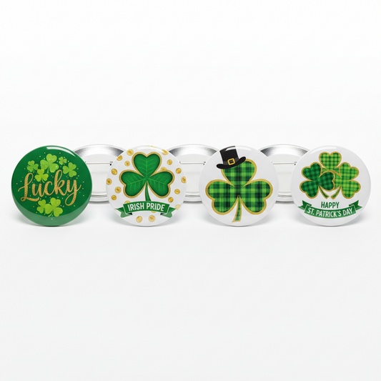4 Pcs Green St Patrick's Day Pinback 2.25-inch