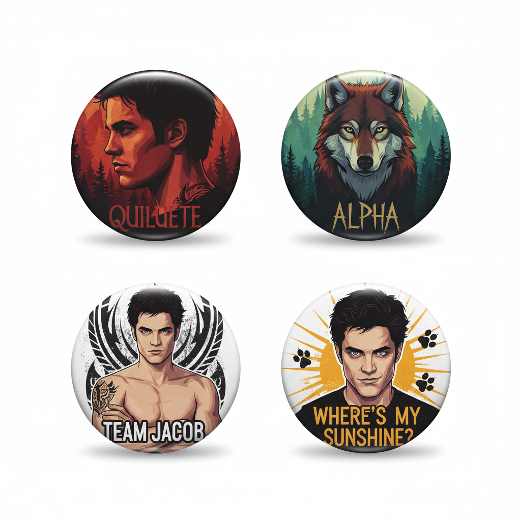 4 Pcs Jacob Black Button Pinback 2.25-inch