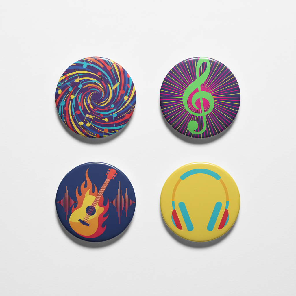 4 Pcs musical Pinback 2.25-inch