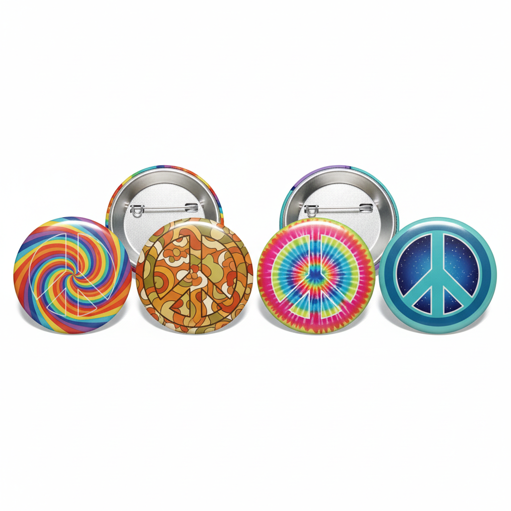 4 Pcs Peace button Pinback 2.25-inch