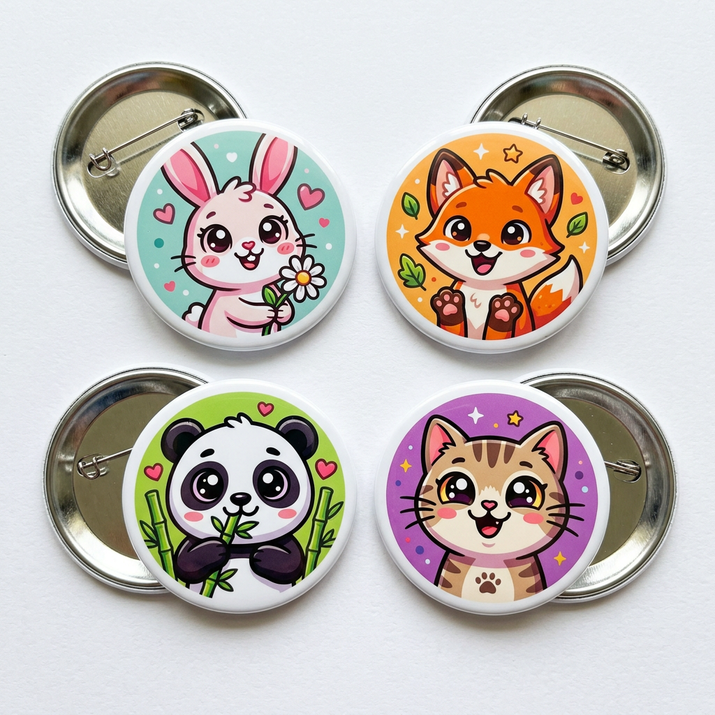 4 Pcs Super Cute Animal Pin Button 2.25-inch
