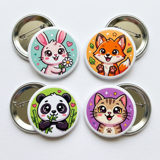 4 Pcs Super Cute Animal Pin Button 2.25-inch
