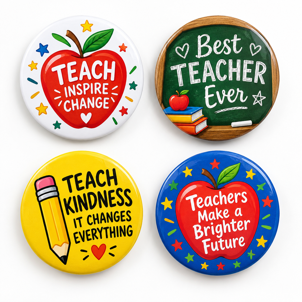 8 Pcs Teachers Pin Button 1.25-inch