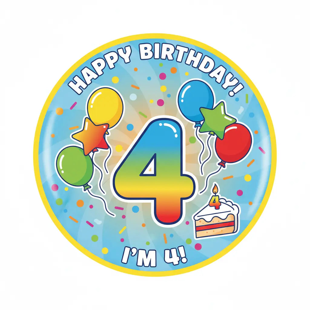4 Year Old Birthday Pinback 2.25-inch