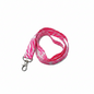Pink zebra-pattern lanyard with silver lobster clasp and metal keyring