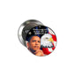 Round metal pinback button with President Barack Obama text, eagle and portrait