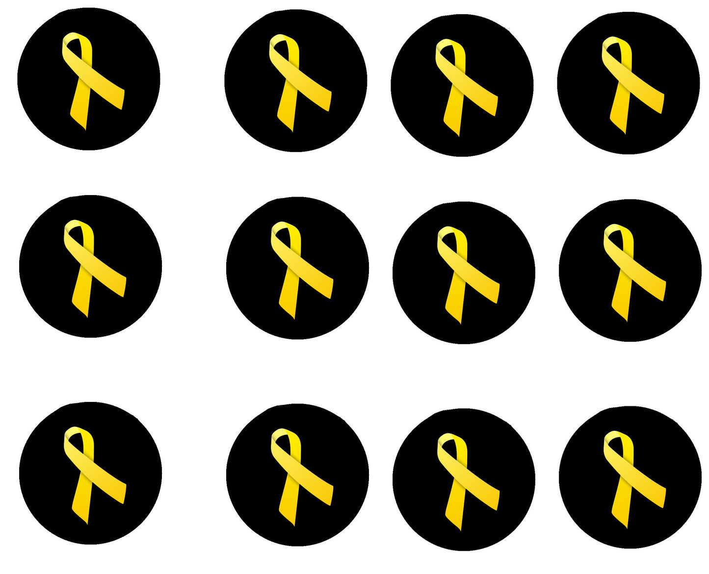 Yellow Ribbon Support our Troops 12 Pcs Pinback Button 1.25"