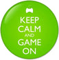 Green bottle opener with controller icon and KEEP CALM AND GAME ON text