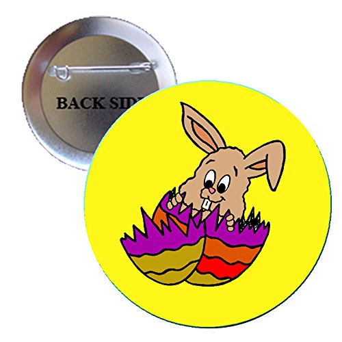 Bunny with Egg Easter Party Pinback Button Brooch 1.25"