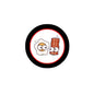 Round pinback button with cute egg yolk and bacon cartoon illustration