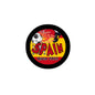 Spain football pinback button with Qatar 2022 graphic, round black border